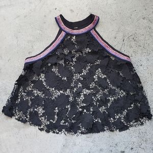 Free People sleeveless lace top size M black